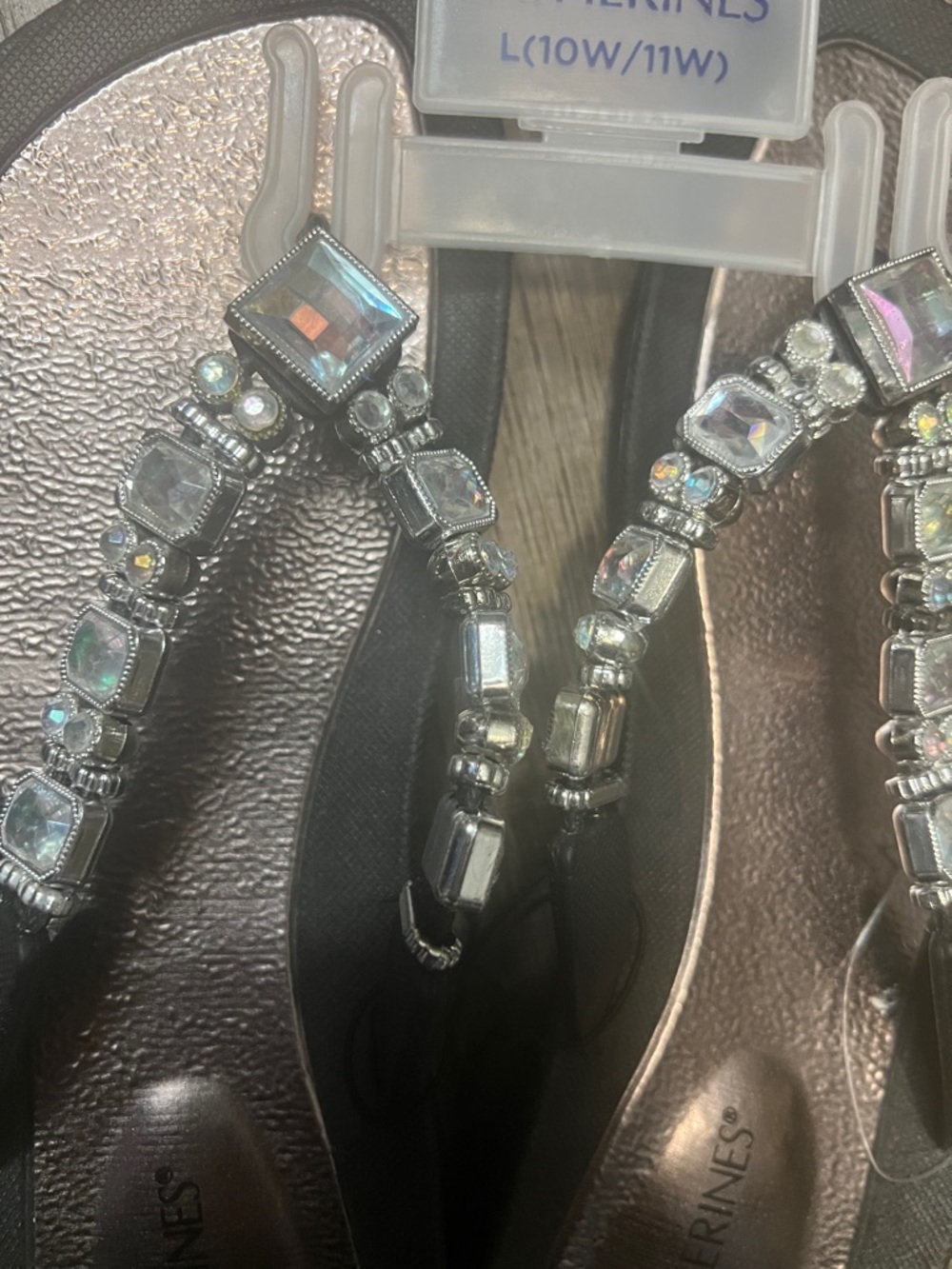 Catherines Black Sandals with Iridescent Jewel Straps - Picture 2 of 3
